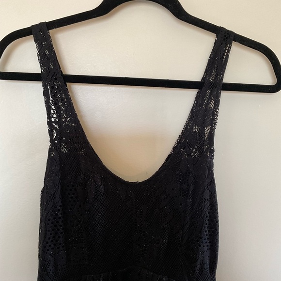 Free People Kristal Metallic Lace Fit and Flare Black Tank Mini Dress in Size 0 - Picture 6 of 12